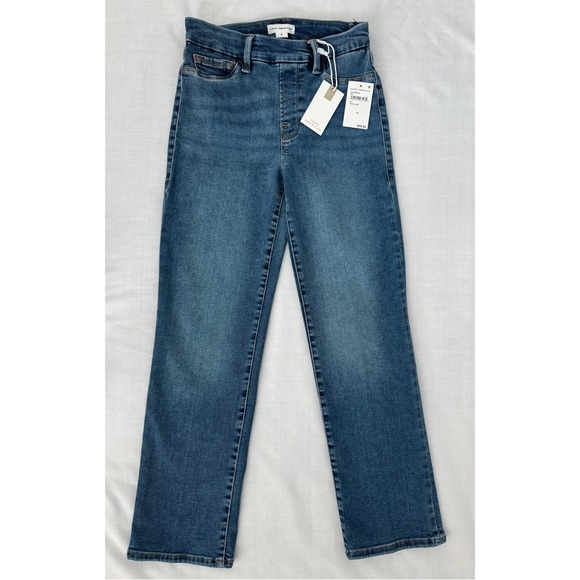 Good American Good Legs Straight Power Stretch- Pull On Denim Jeans- Small NWT - Picture 2 of 9